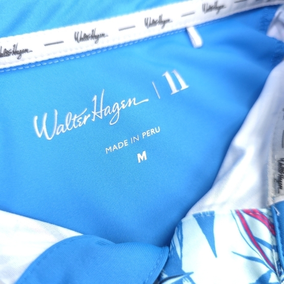 New Walter Hagen Men's Blue and White Patterned Golf Polo Shirt Sz M - Picture 5 of 8